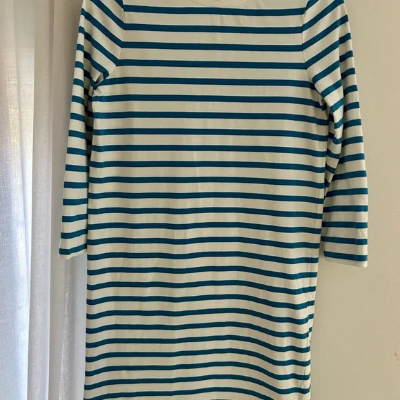 BODEN Striped Blue & White Shift Dress - Women's Casual Dress - Picture 4 of 5